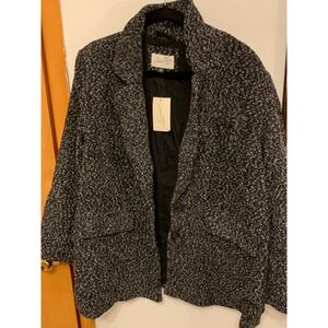 NWT NEW Universal Thread Women's Textured Tweed Coat Jacket Black White XXL